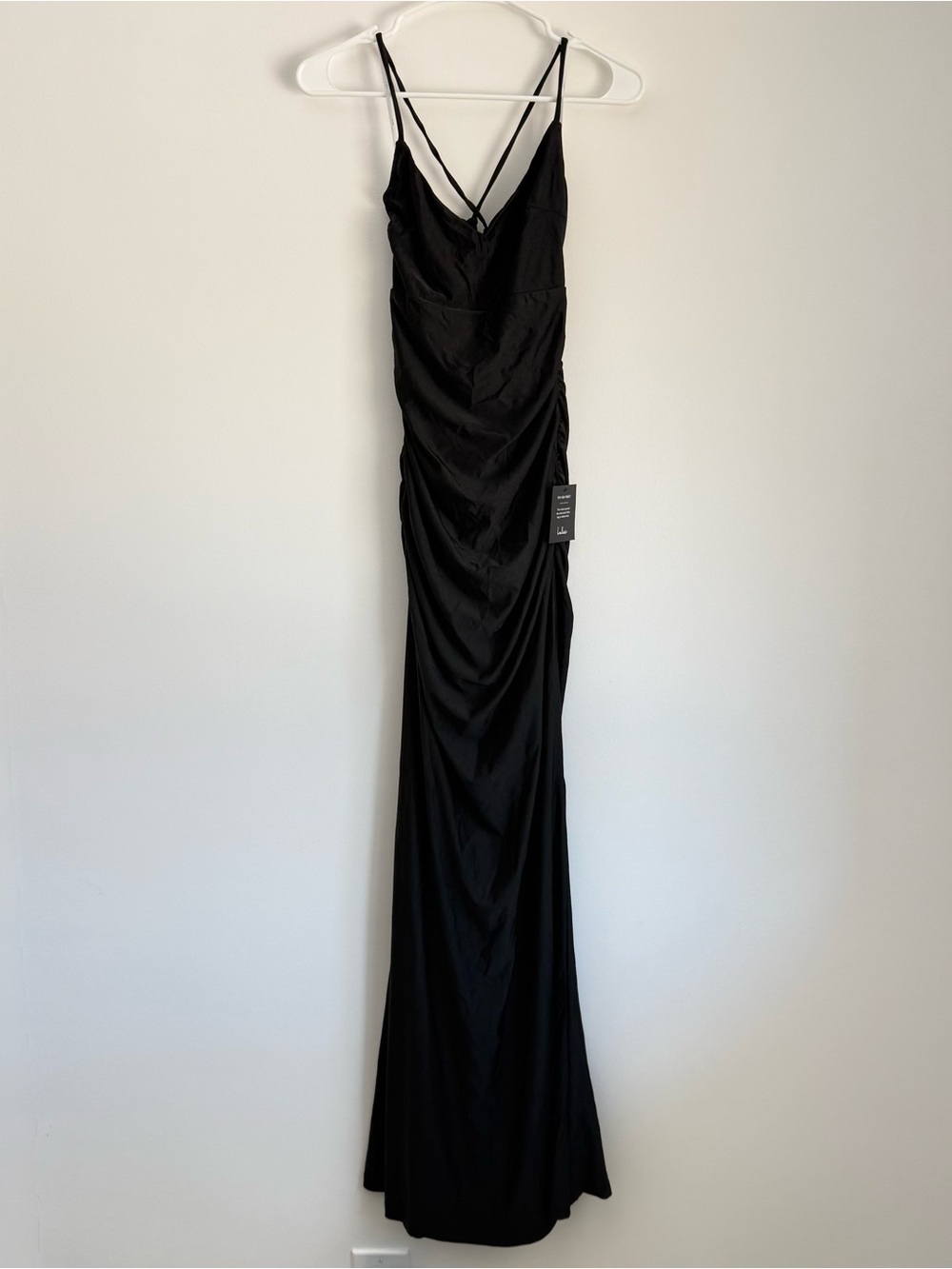 NWT Lulus Elese Black Slinky Knit Lace-Up Mermaid Maxi Dress Size Small - Picture 5 of 9